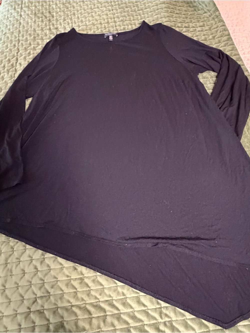 Eileen Fisher woman black asymmetrical tunic top size 1X